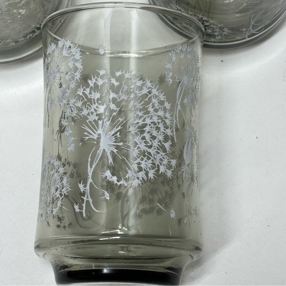 Set of three vintage Libbey White Dandelion juice glasses